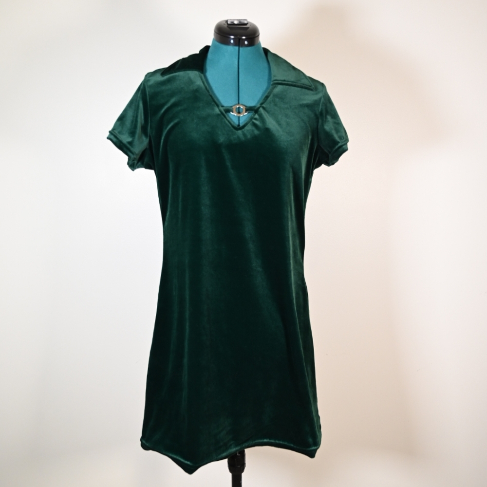 Style My Way Velvet Mini Dress L Green